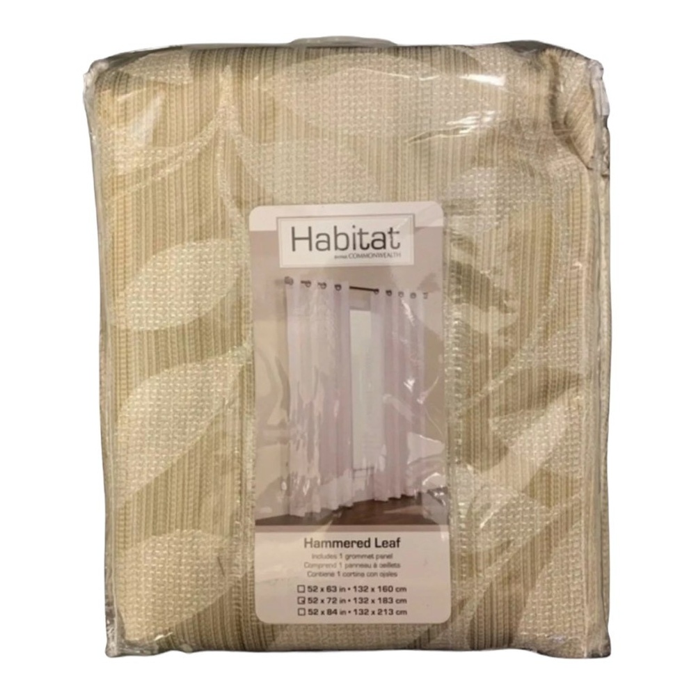 Habitat One Grommet Panel 52x72" Taupe Hammered Leaf Light Filtering‎ Modern